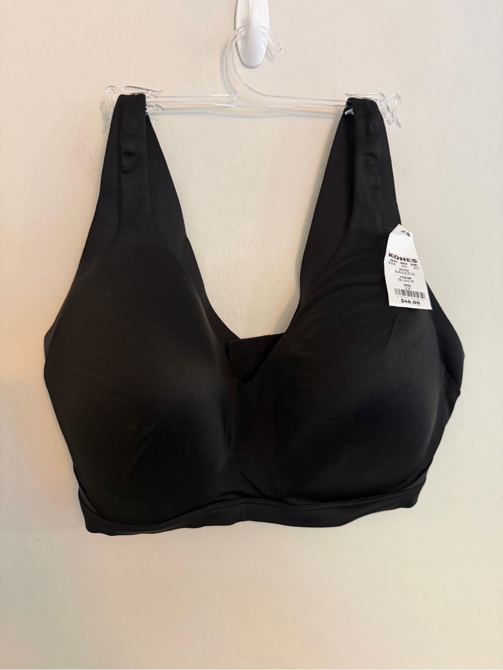 NWT Warners Black Women's Wireless Comfort Bra - 2XL